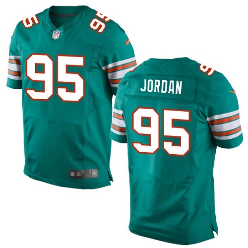 Men's Elite Dion Jordan Nike Jersey Aqua Green Alternate - #95 NFL Miami Dolphins